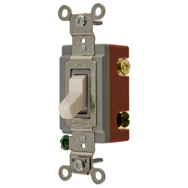 Hubbell Wiring Device-Kellems Extra Heavy Duty Industrial Grade, Toggle Switches, General Purpose AC, Three Way, 20A 120/277V AC, Back and Side Wired Toggle HBL1223LA